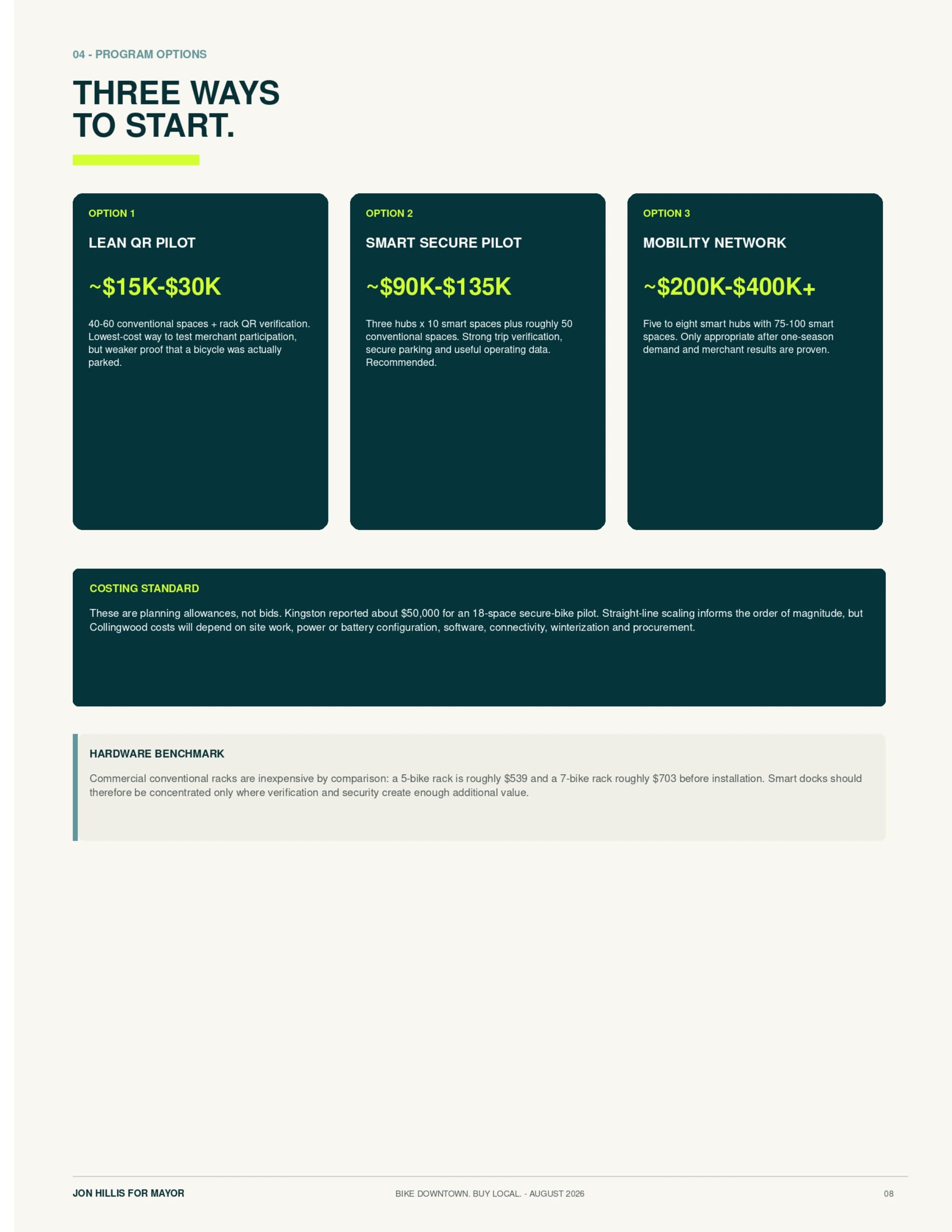 Program options — page 8 of 15 of the Bike Downtown, Buy Local report