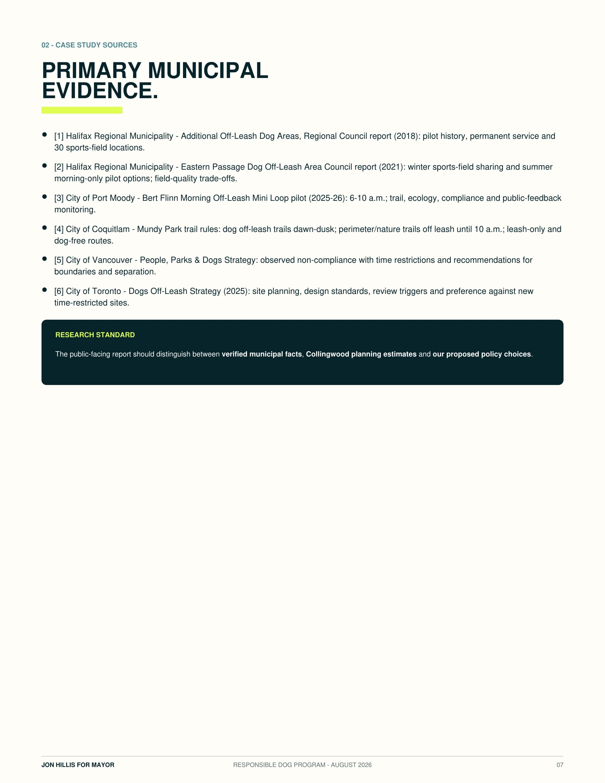 Case study sources — page 7 of 14 of the responsible dog program