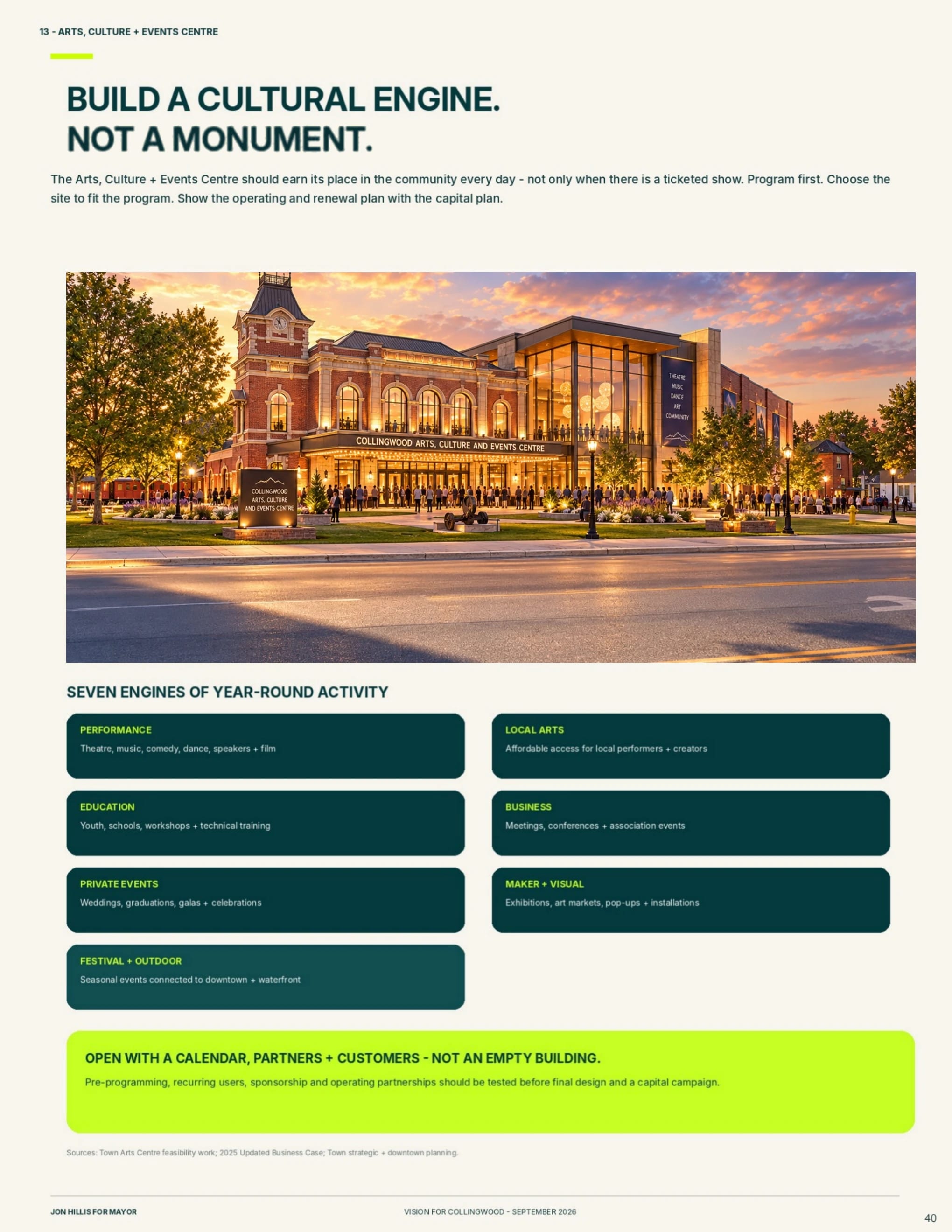 Arts, culture + events centre — page 40 of 62 of the Vision for Collingwood