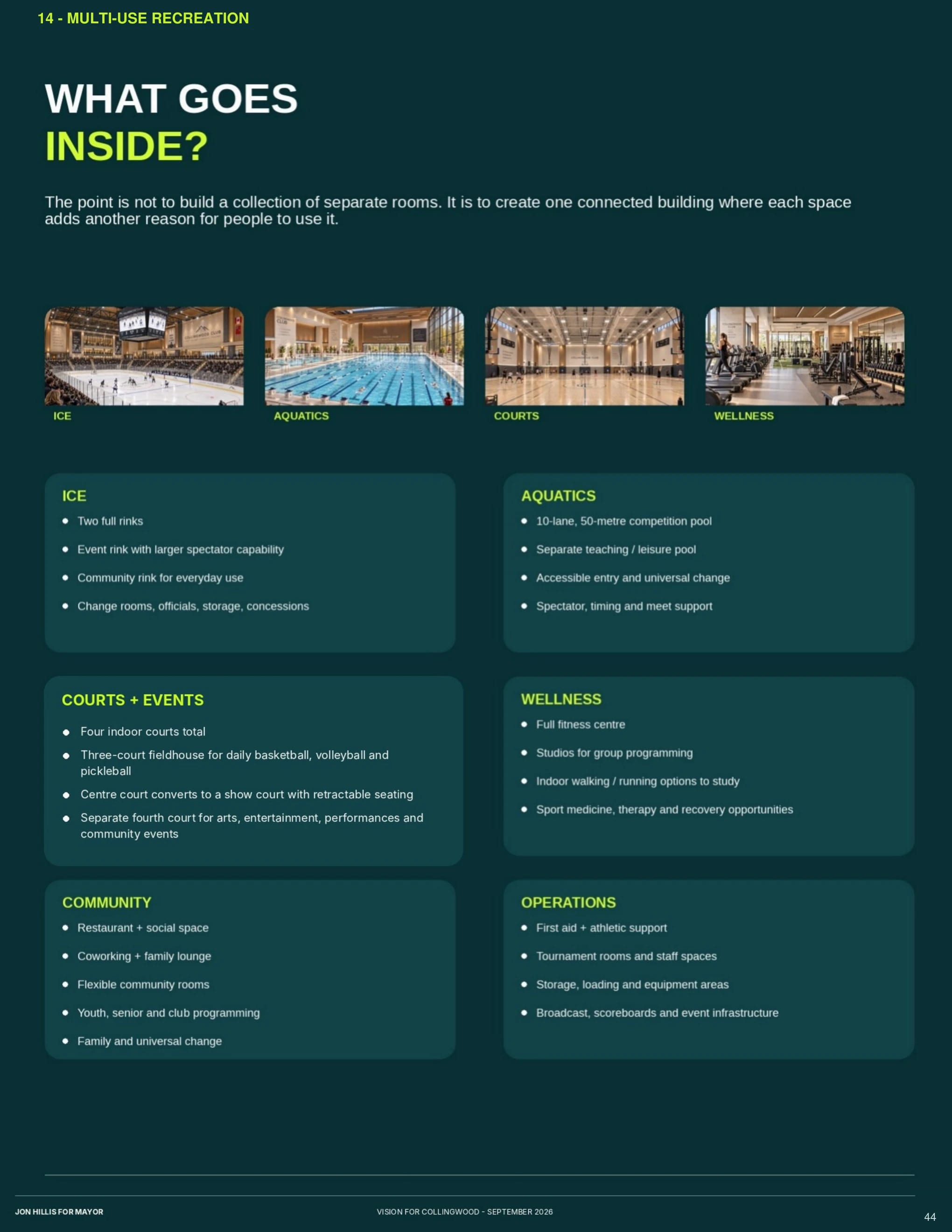 Multi-use recreation — page 44 of 62 of the Vision for Collingwood